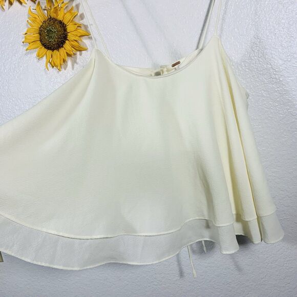 Free People Tropical Wave Cream Lace Back Crop Top Size Large Women’s - Picture 4 of 9